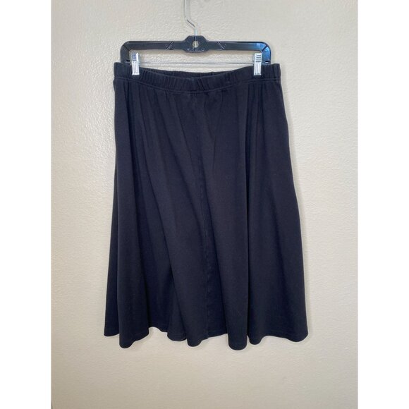 Woman Within Black‎ A-Line Midi Skirt 18/20 L Soft Cotton Blend Flared Design - Picture 3 of 8